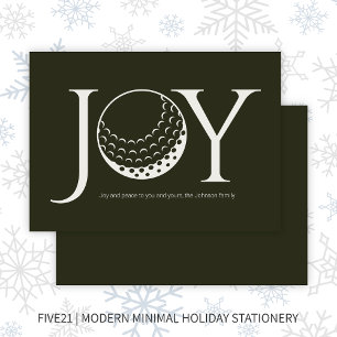Golf Joy & Peace Dark Green Flat Christmas Holiday Card