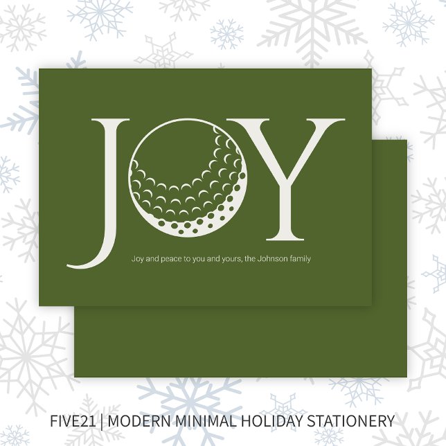 Golf Joy & Peace Green Flat Christmas Holiday Card (Creator Uploaded)