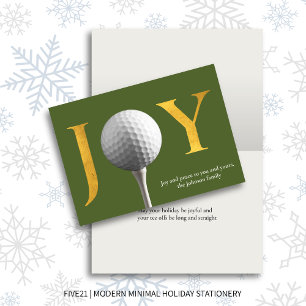 Golf Joy & Peace Green Folded Christmas Holiday Card