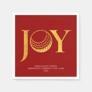Golf Joy & Peace Red Christmas Napkin