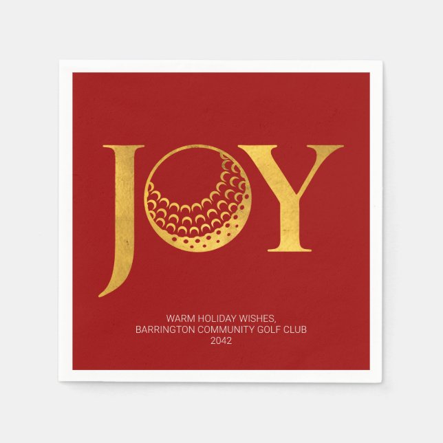 Golf Joy & Peace Red Christmas Napkin (Front)