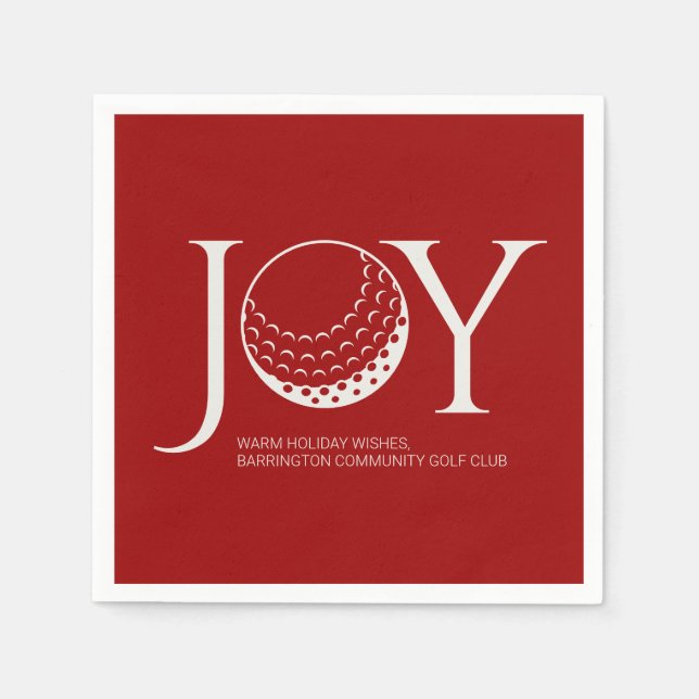 Golf Joy & Peace Red Christmas Napkin (Front)
