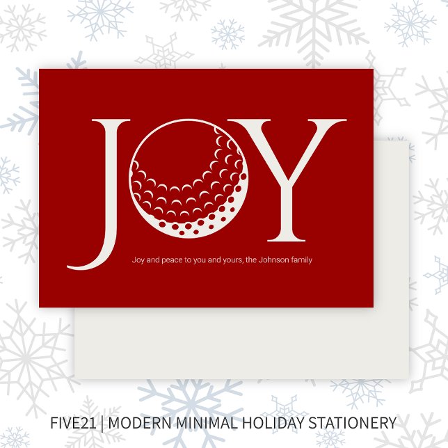 Golf Joy & Peace Red Flat Christmas Holiday Card (Creator Uploaded)