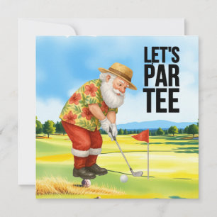 Golf July Christmas with Santa Claus  Golfing Holiday Card