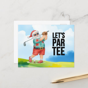 Golf July Christmas with Santa Claus  Golfing Holiday Postcard