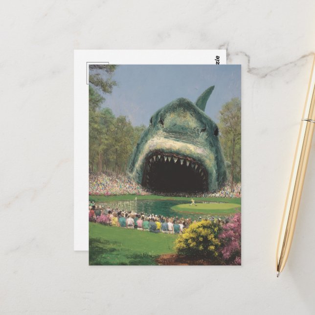 Golf Just Got Exciting Giant Shark Postcard (Front/Back In Situ)