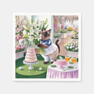 Golf lady golfer themed for cat lovers napkin