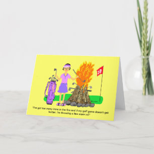 Golf Lady Greeting Card-"Irons in the Fire" Card