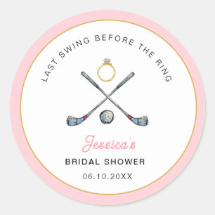 Golf "Last swing Before the ring" Bridal Shower  Classic Round Sticker