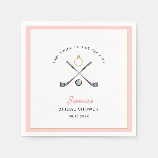 Golf "Last swing Before the ring" Bridal Shower  Napkin (Front)