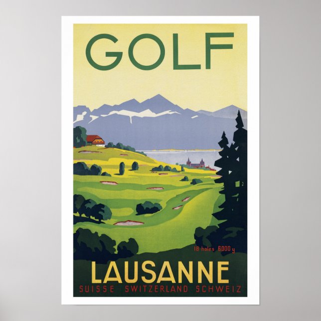 Golf Lausanne Switzerland ~ Vintage Travel Poster (Front)