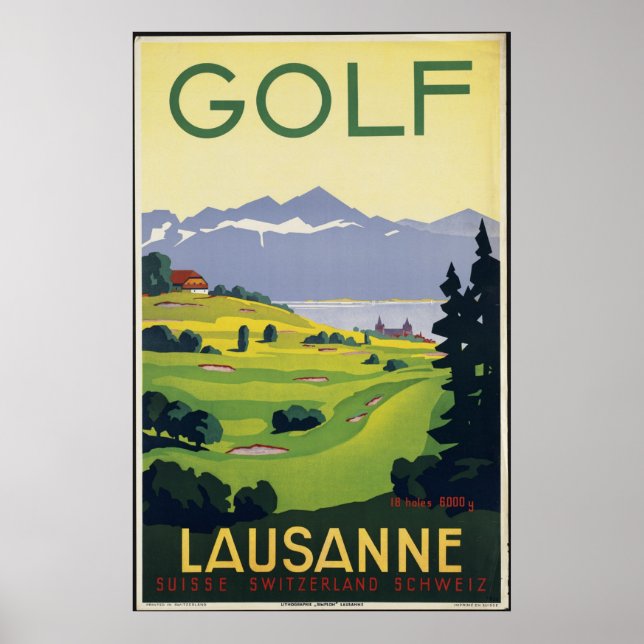 Golf Lausanne Vintage Travel Poster Ad Retro Print (Front)