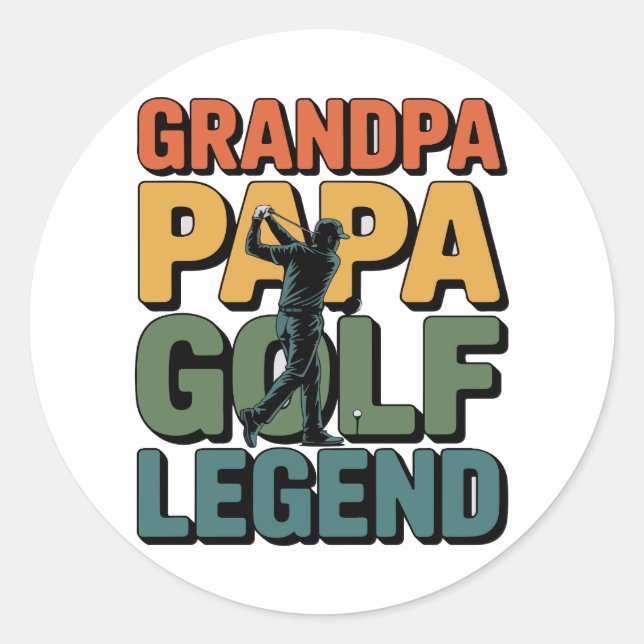Golf Legend Grandpa Papa Classic Round Sticker (Front)