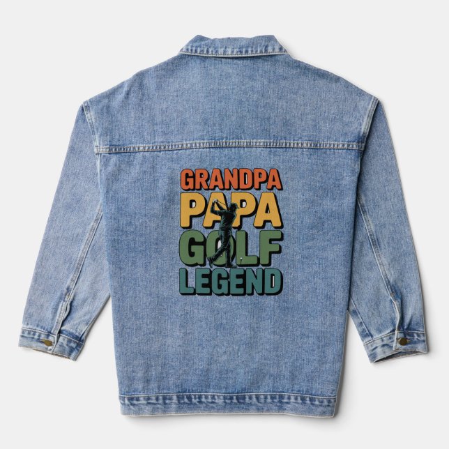 Golf Legend Grandpa Papa Denim Jacket (Back)