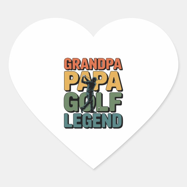 Golf Legend Grandpa Papa Heart Sticker (Front)