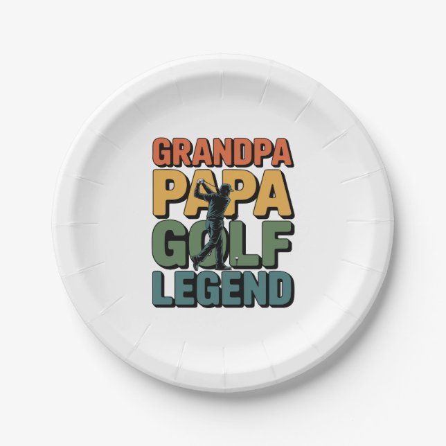Golf Legend Grandpa Papa Paper Plate (Front)