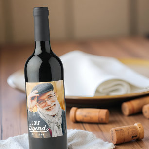 Golf Legend Since Birth Funny Modern Vintage Wine Label