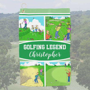 Golf Legend with 4 Funny Cartoons Towel