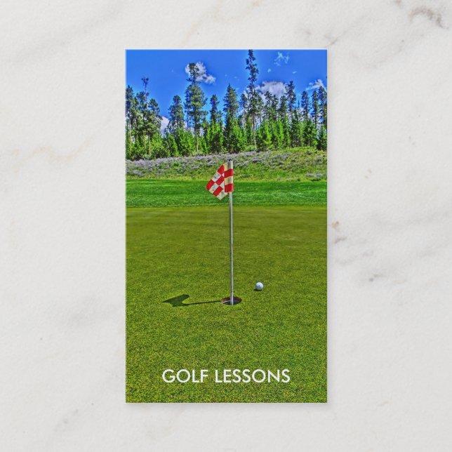 Golf Lessons bright scene custom business cards (Front)