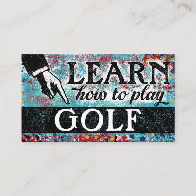 Golf Lessons Business Cards - Blue Red (Front)