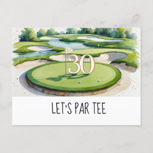 Golf Let’s Par tee 30th Birthday for golfer party Postcard