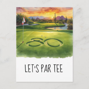 Golf Let’s Par tee 80th Birthday Party  Postcard
