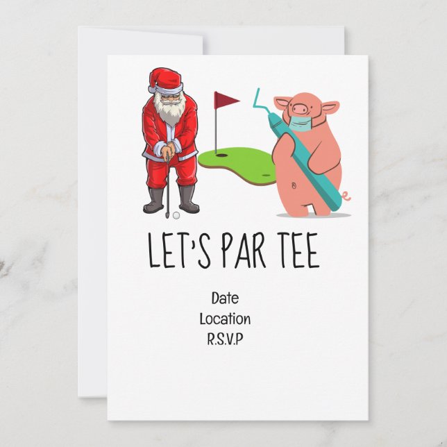 Golf Let’s Par tee Christmas party for Dentist Invitation (Front)