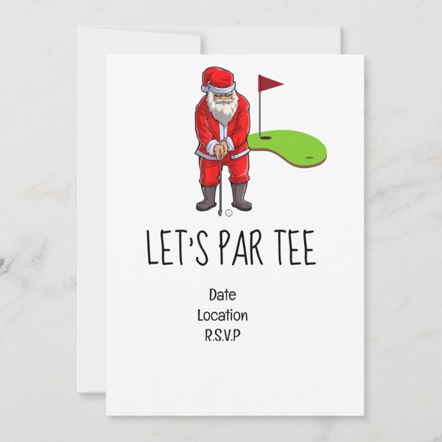 Golf Let’s Par tee Christmas party for Golfer Invitation (Front)