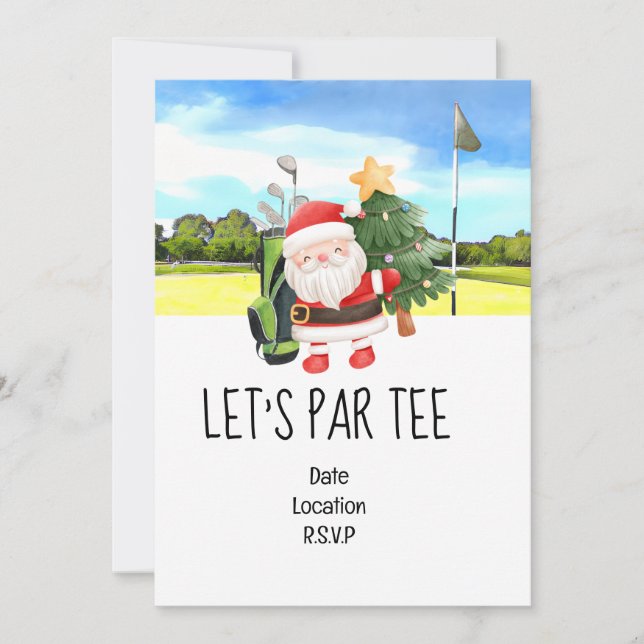 Golf Let’s Par tee Christmas party for Golfer Invitation (Front)