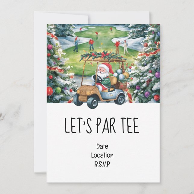 Golf Let’s Par tee Christmas party for Golfer Invitation (Front)