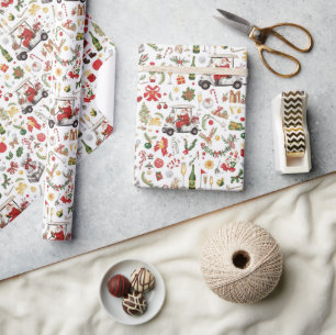 Golf “Let’s Par-Tee” Christmas Party Pattern Wrapping Paper