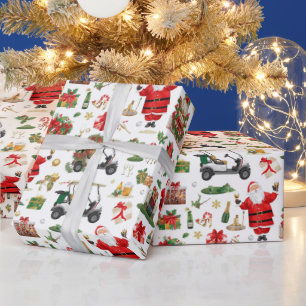 Golf “Let’s Par-Tee” Christmas Party Pattern Wrapping Paper