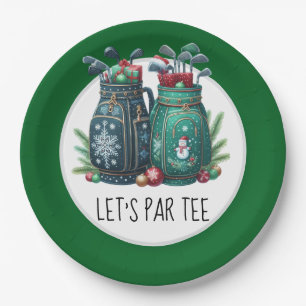Golf Let’s Par tee Christmas Themed for Golfer Paper Plate