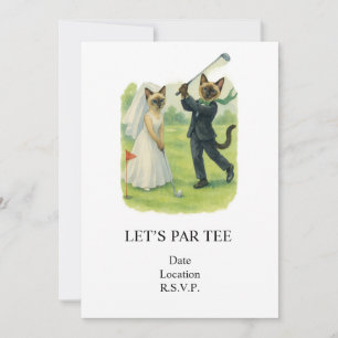 Golf Let’s Par tee for cat lovers WEDDING Invitation