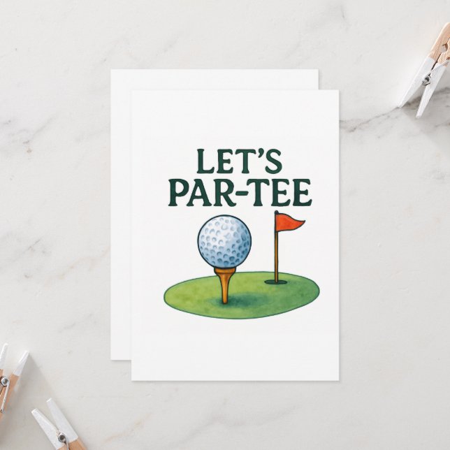 Golf Let’s Par-Tee Party Golf Theme  Invitation (Front/Back In Situ)