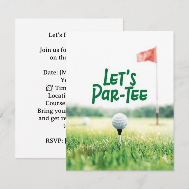 Golf Let’s Par-Tee Party Invitation Postcard  (Front/Back)