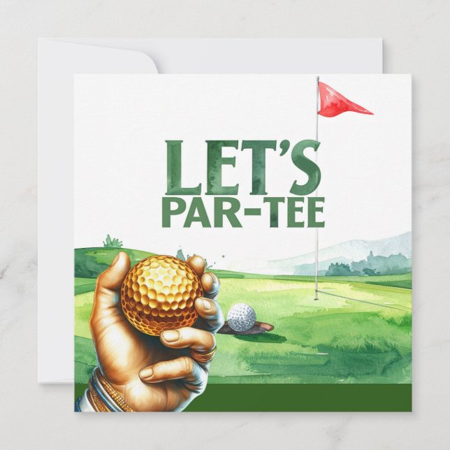 Golf Let’s Par-Tee Putting Green Party  Invitation (Front)