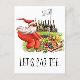 Golf Let’s Par tee with golf flag on green Postcard