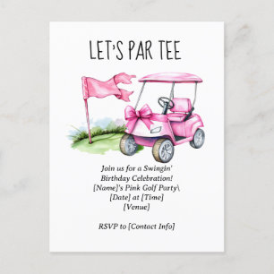 Golf Let’s Par tee with golf flag on green  Postcard