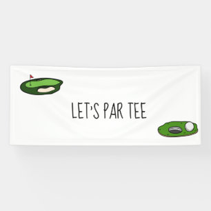 Golf Let’s Par tee with golf flag on green white Banner