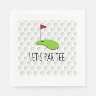 Golf Let’s Par tee with golf flag on green white  Napkin