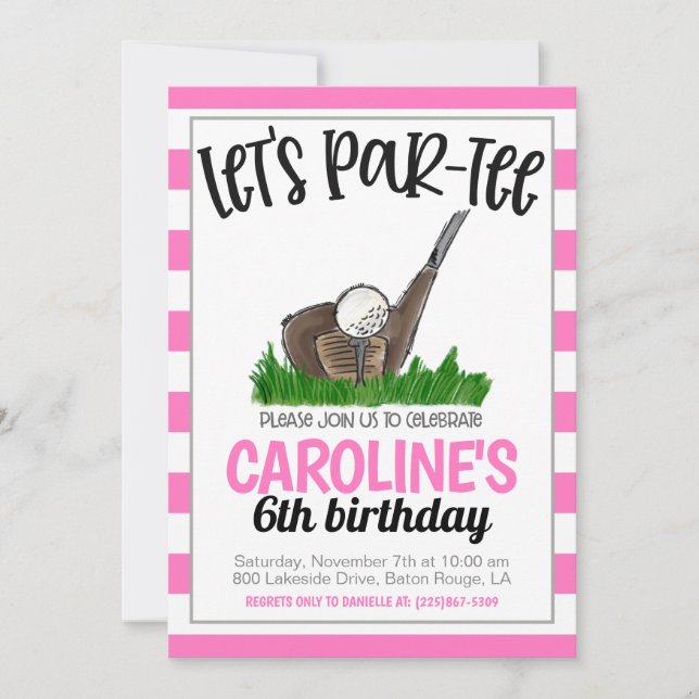 Golf Let's Par-tee Birthday Invitation (Front)