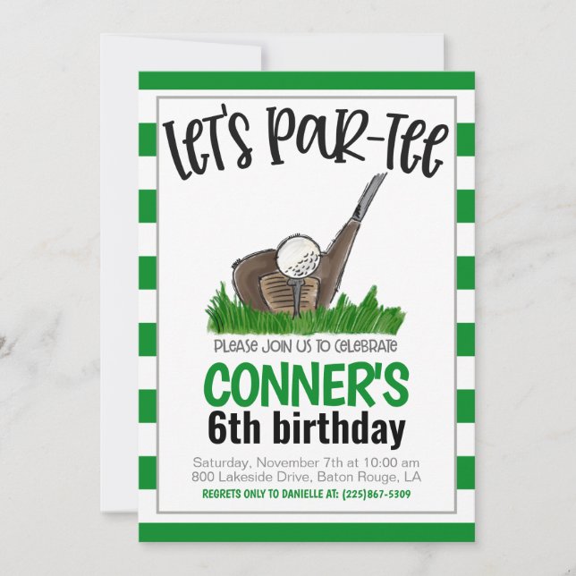 Golf Let's Par-tee Birthday Invitation (Front)