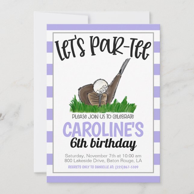 Golf Let's Par-tee Birthday Invitation (Front)
