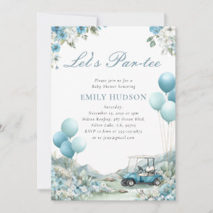 Golf Let's Par-tee Blue Baby Shower Invitation