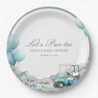 Golf Let's Par-tee Blue Baby Shower Paper Plate