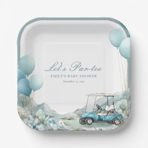 Golf Let's Par-tee Blue Baby Shower Paper Plate