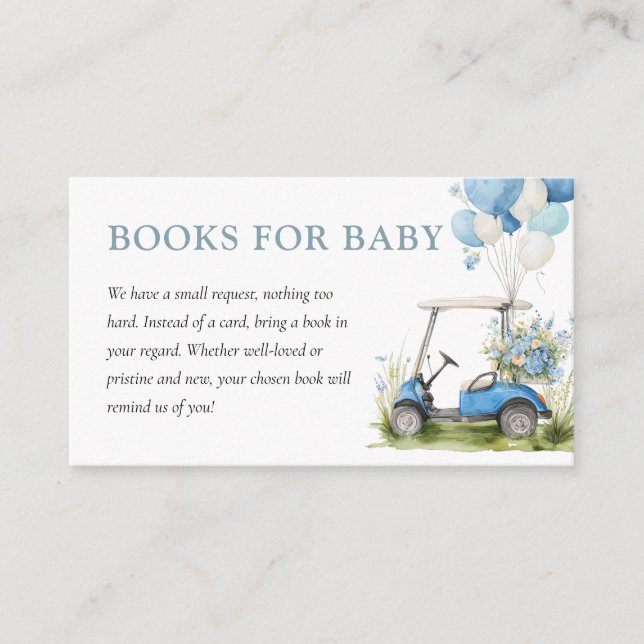 Golf Let's Par-tee Boy Baby Shower Books Enclosure Card (Front)