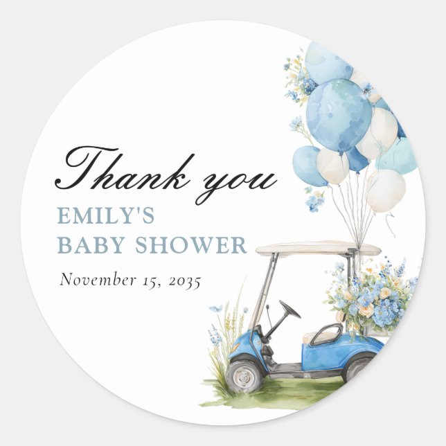 Golf Let's Par-tee Boy Baby Shower Classic Round Sticker (Front)