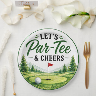 Golf Let's Par Tee & Cheers for golfer Party Paper Plate